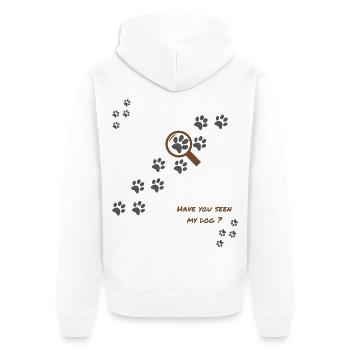 Hast du meinen Hund gesehen? Hundehumor Version 1 - Unisex Premium Bio Zip Hoodie - Weiß - Hinten - Thijin (182cm)