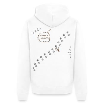 Wo ist meine Katze? Katzen-Humor - Unisex Premium Bio Zip Hoodie - Weiß - Hinten - Thijin (182cm)