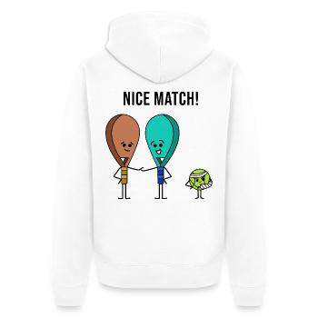 Padel Spieler Statement Padelteam Ball Racket - Unisex Premium Bio Zip Hoodie - Weiß - Hinten - Thijin (182cm)