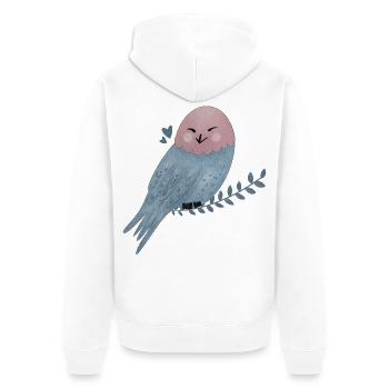 Snowy Owl Illustration - Unisex Premium Organic Zip Hoodie - white - Back - Thijin (182cm)