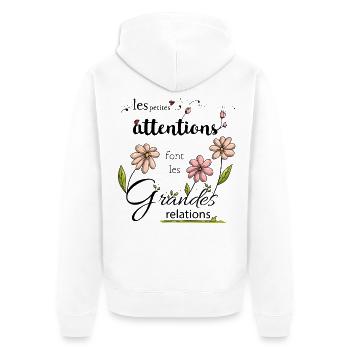 Les petites attentions font les grandes relations - Veste à capuche bio Premium Unisexe - blanc - Dos - Thijin (182cm)