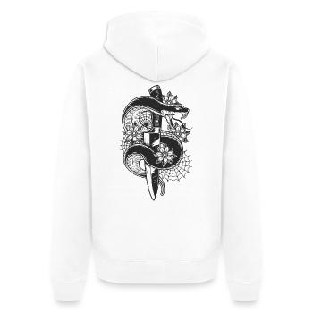 serpent agressif avec couteau - Veste à capuche bio Premium Unisexe - blanc - Dos - Thijin (182cm)