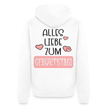 Alles Liebe zum Geburtstag - Geburtstagssprüche - Unisex Premium Bio Zip Hoodie - Weiß - Hinten - Thijin (182cm)
