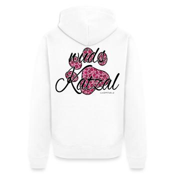 wüds Katzal-wilde Katze, Österreichischer Dialekt - Unisex Premium Bio Zip Hoodie - Weiß - Hinten - Thijin (182cm)