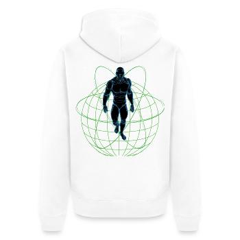 Erde Maschine Mensch Atom Roboter Maschinenmensch - Unisex Premium Bio Zip Hoodie - Weiß - Hinten - Thijin (182cm)