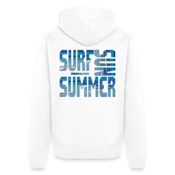 Sommer Surf Blue Strand Meer Wasser Sonne - Unisex Premium Bio Zip Hoodie - Weiß - Hinten - Thijin (182cm)