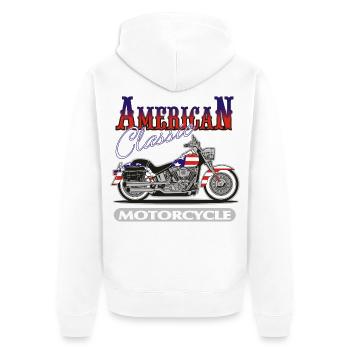 Klassisches amerikanisches Motorrad - Unisex Premium Bio Zip Hoodie - Weiß - Hinten - Thijin (182cm)