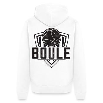 Boulespieler Boule Kugeln für Bouler Petanque - Unisex Premium Bio Zip Hoodie - Weiß - Hinten - Thijin (182cm)