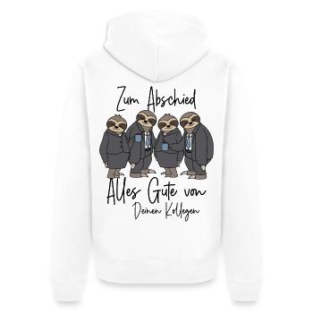 Abschied Kollege neuer Job Alles Gute Jobwechsel - Unisex Premium Bio Zip Hoodie - Weiß - Hinten - Thijin (182cm)