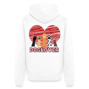 Doglover pour les vrais amoureux des chiens # - Veste à capuche bio Premium Unisexe - blanc - Dos - Thijin (182cm)
