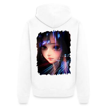 Anime Girl City Lights - Unisex Premium Bio Zip Hoodie - Weiß - Hinten - Thijin (182cm)