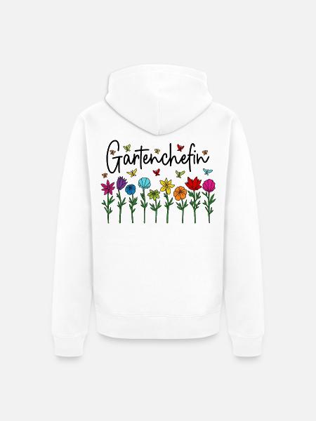 Garten Chefin Blumen Gartenarbeit Gartenchefin - Unisex Premium Bio Zip Hoodie - Weiß