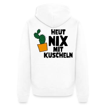 Kuscheln - Unisex Premium Bio Zip Hoodie - Weiß - Hinten - Thijin (182cm)
