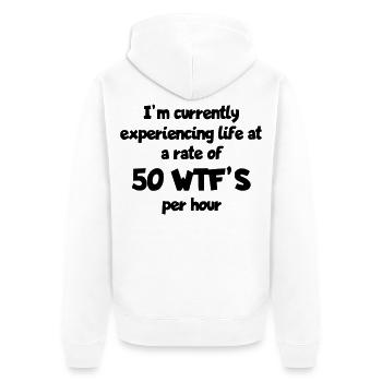 I live life with 50 surprises per hour # - Unisex Premium Organic Zip Hoodie - white - Back - Thijin (182cm)