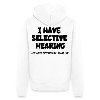 Ich habe ein selektives Gehör. Humor* - Unisex Premium Bio Zip Hoodie - Weiß - Hinten - Thijin (182cm)