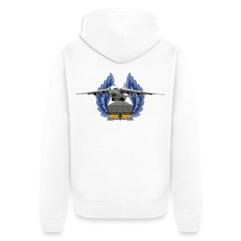 An-124 - Unisex Premium Bio Zip Hoodie - Weiß - Hinten - Thijin (182cm)