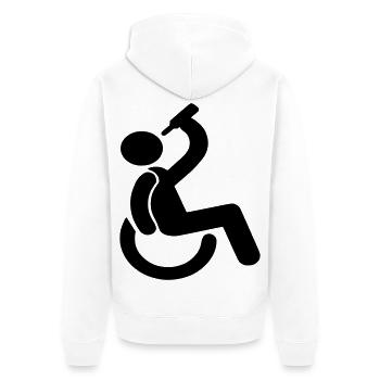 Trinkender Rollstuhlfahrer Humor-Symbol # - Unisex Premium Bio Zip Hoodie - Weiß - Hinten - Thijin (182cm)