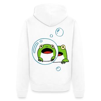 Kawaii Frosch - Unisex Premium Bio Zip Hoodie - Weiß - Hinten - Thijin (182cm)