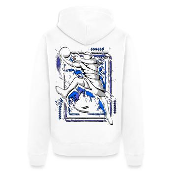 Basketballer - Basketball - Basketballspieler Dunk - Unisex Premium Bio Zip Hoodie - Weiß - Hinten - Thijin (182cm)