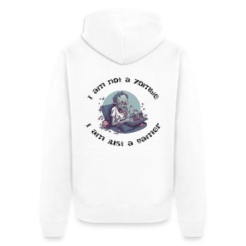Zombie am PC Retro-Gaming - Unisex Premium Bio Zip Hoodie - Weiß - Hinten - Thijin (182cm)