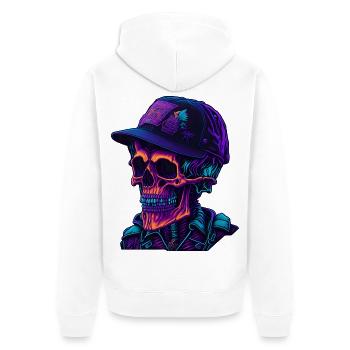 Squelette avec casquette - Veste à capuche bio Premium Unisexe - blanc - Dos - Thijin (182cm)