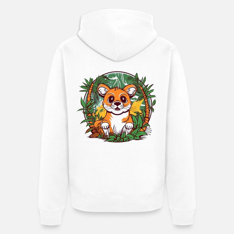 Mignon chaton de la jungle illustration - Veste à capuche bio Premium Unisexe - blanc