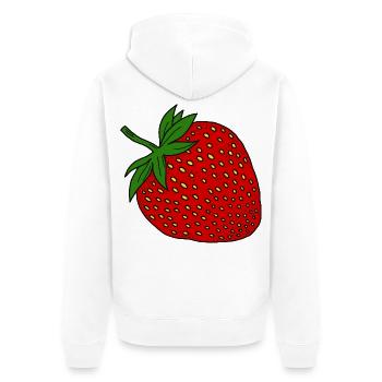 Erdbeere - Unisex Premium Bio Zip Hoodie - Weiß - Hinten - Thijin (182cm)