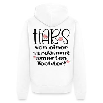 FRECHE FAMILIENSPRÜCHE GESCHENKE TOCHTER ELTERN - Unisex Premium Bio Zip Hoodie - Weiß - Hinten - Thijin (182cm)