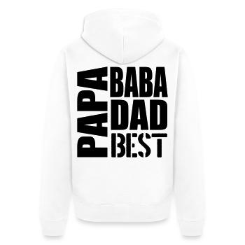 Cadeaux pour la fête des pères - PAPA MULTILINGUAL - Veste à capuche bio Premium Unisexe - blanc - Dos - Thijin (182cm)