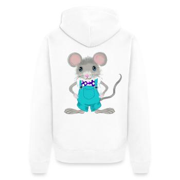 mignonne et élégante petite souris - Veste à capuche bio Premium Unisexe - blanc - Dos - Thijin (182cm)