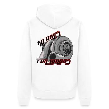 Turbolader All Day – Turbo Boost Tuning - Unisex Premium Bio Zip Hoodie - Weiß - Hinten - Thijin (182cm)