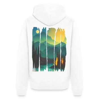 Paysage Feu de camp Forêt - Veste à capuche bio Premium Unisexe - blanc - Dos - Thijin (182cm)