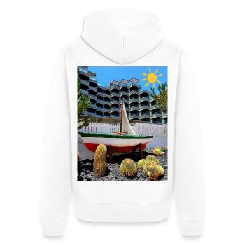 EC Holidays I Travel I Gran Canaria I Boat I Spain - Unisex Premium Organic Zip Hoodie - white - Back - Thijin (182cm)