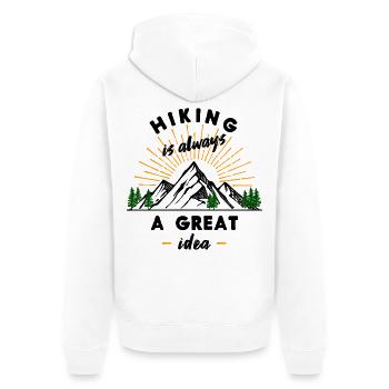 Wanderung Bergsteigen Wandern Wanderer Statement - Unisex Premium Bio Zip Hoodie - Weiß - Hinten - Thijin (182cm)