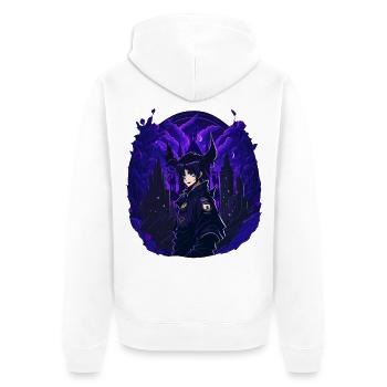 Goth Anime Girl dark night - Unisex Premium Bio Zip Hoodie - Weiß - Hinten - Thijin (182cm)