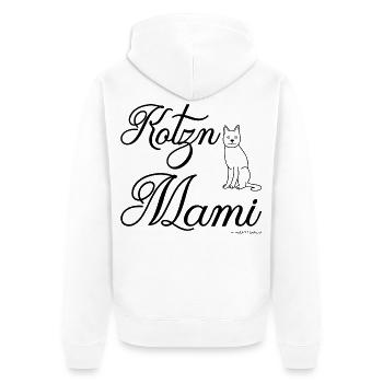 Kotzn Mami - Katzen Mama, Österreichischer Dialekt - Unisex Premium Bio Zip Hoodie - Weiß - Hinten - Thijin (182cm)