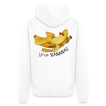 Let's go Bananas Watercolor Funny Quote - Unisex Premium Organic Zip Hoodie - white - Back - Thijin (182cm)