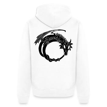 Der Ring des Schwarzen Drachen - Unisex Premium Bio Zip Hoodie - Weiß - Hinten - Thijin (182cm)