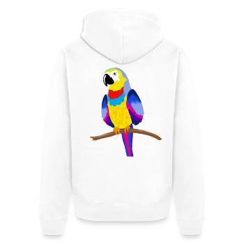 Perroquet coloré sur une branche - jaune - Veste à capuche bio Premium Unisexe - blanc - Dos - Thijin (182cm)