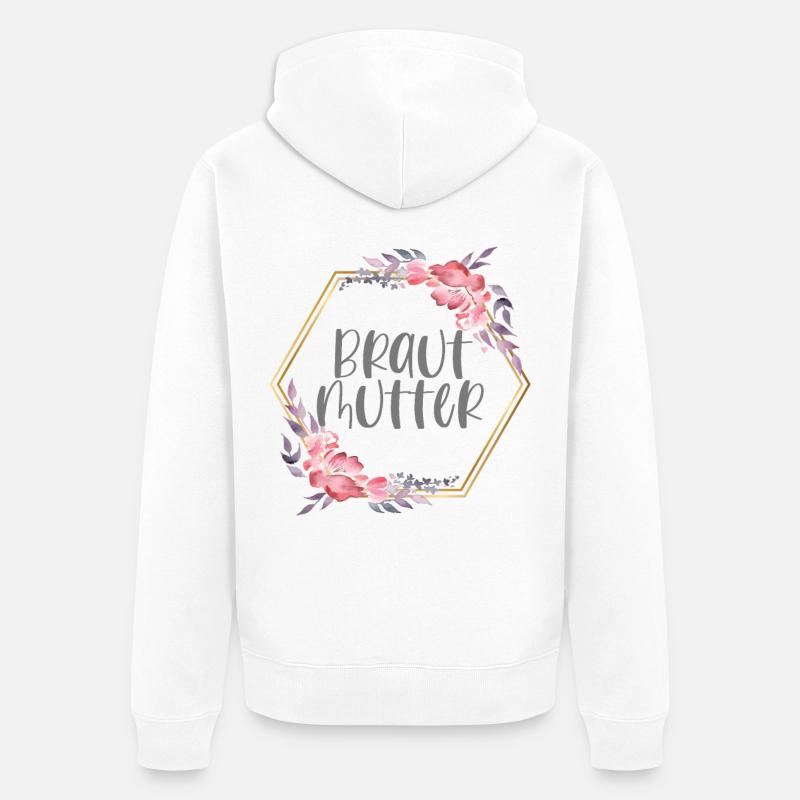 Brautmutter Verlobung Boho Team Bride Geschenk - Unisex Premium Bio Zip Hoodie - Weiß