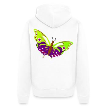 Mehrfarbige Schmetterlingsillustration - Unisex Premium Bio Zip Hoodie - Weiß - Hinten - Thijin (182cm)