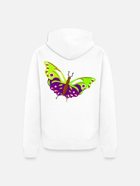 Mehrfarbige Schmetterlingsillustration - Unisex Premium Bio Zip Hoodie - Weiß