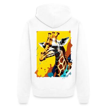 Néon de l’explosion de couleurs de girafe - Veste à capuche bio Premium Unisexe - blanc - Dos - Thijin (182cm)