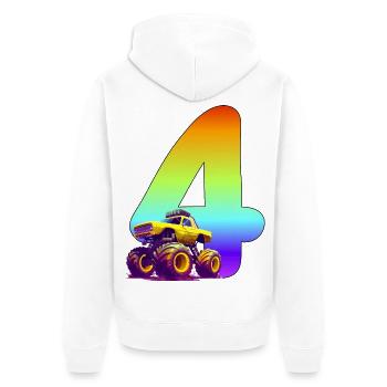 Monster Truck 4ème anniversaire 4 ans cadeau - Veste à capuche bio Premium Unisexe - blanc - Dos - Thijin (182cm)