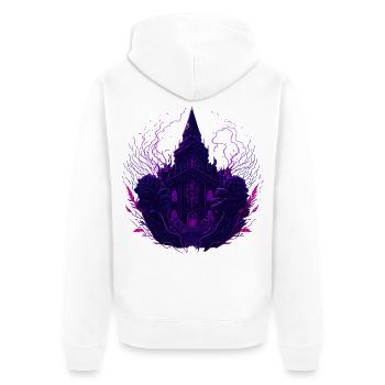 Nuits mystiques au néon pourpre - Veste à capuche bio Premium Unisexe - blanc - Dos - Thijin (182cm)
