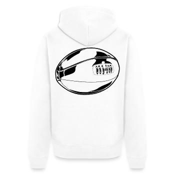 Croquis de ballon de rugby - Veste à capuche bio Premium Unisexe - blanc - Dos - Thijin (182cm)