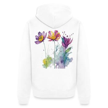 Aquarelle florale - Veste à capuche bio Premium Unisexe - blanc - Dos - Thijin (182cm)