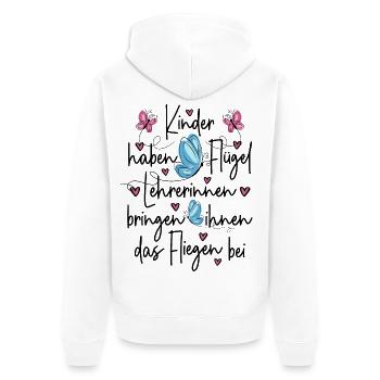  Lehrerin Grundschule Danke - Kinder haben Flügel - Unisex Premium Bio Zip Hoodie - Weiß - Hinten - Thijin (182cm)