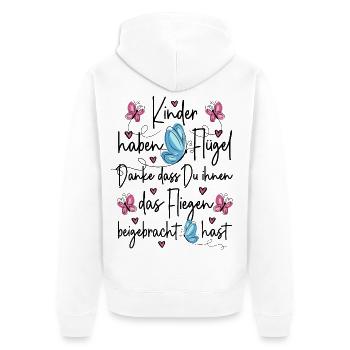 Kita Abschied - Kinder haben Flügel - Unisex Premium Bio Zip Hoodie - Weiß - Hinten - Thijin (182cm)