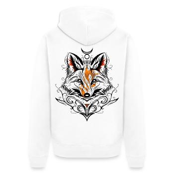 Tribal renard symbole tatouage animal des bois - Veste à capuche bio Premium Unisexe - blanc - Dos - Thijin (182cm)